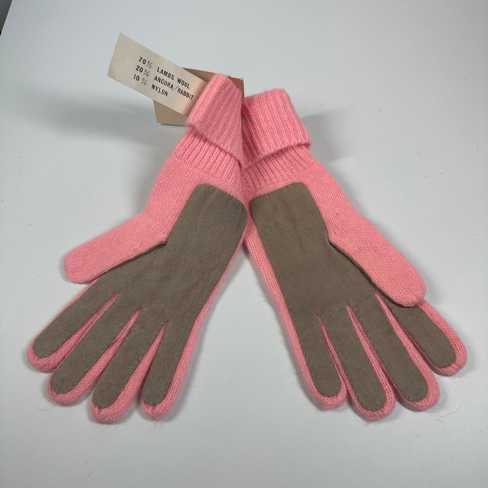 Ben Berger Pink Gloves Vintage Angora Rabbit Lambs Wool Blend Luxury One Size - Picture 5 of 9